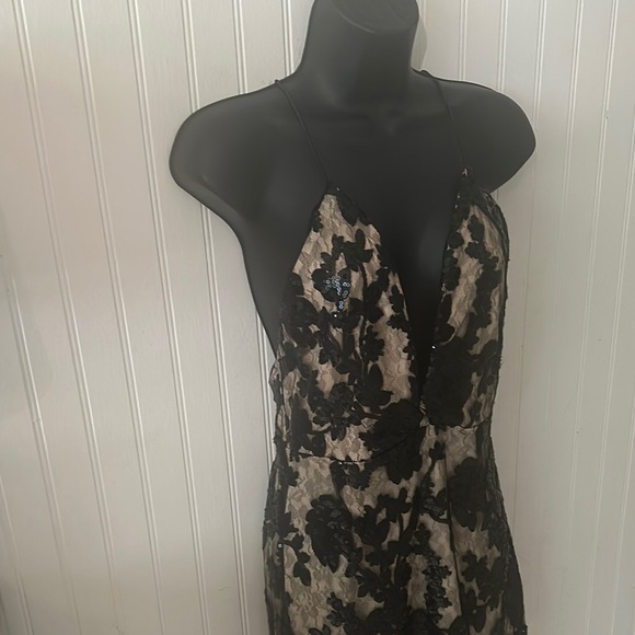 Like New! Luxxel Elegant Black and Tan Lace Slip Dress sz M - Picture 6 of 12